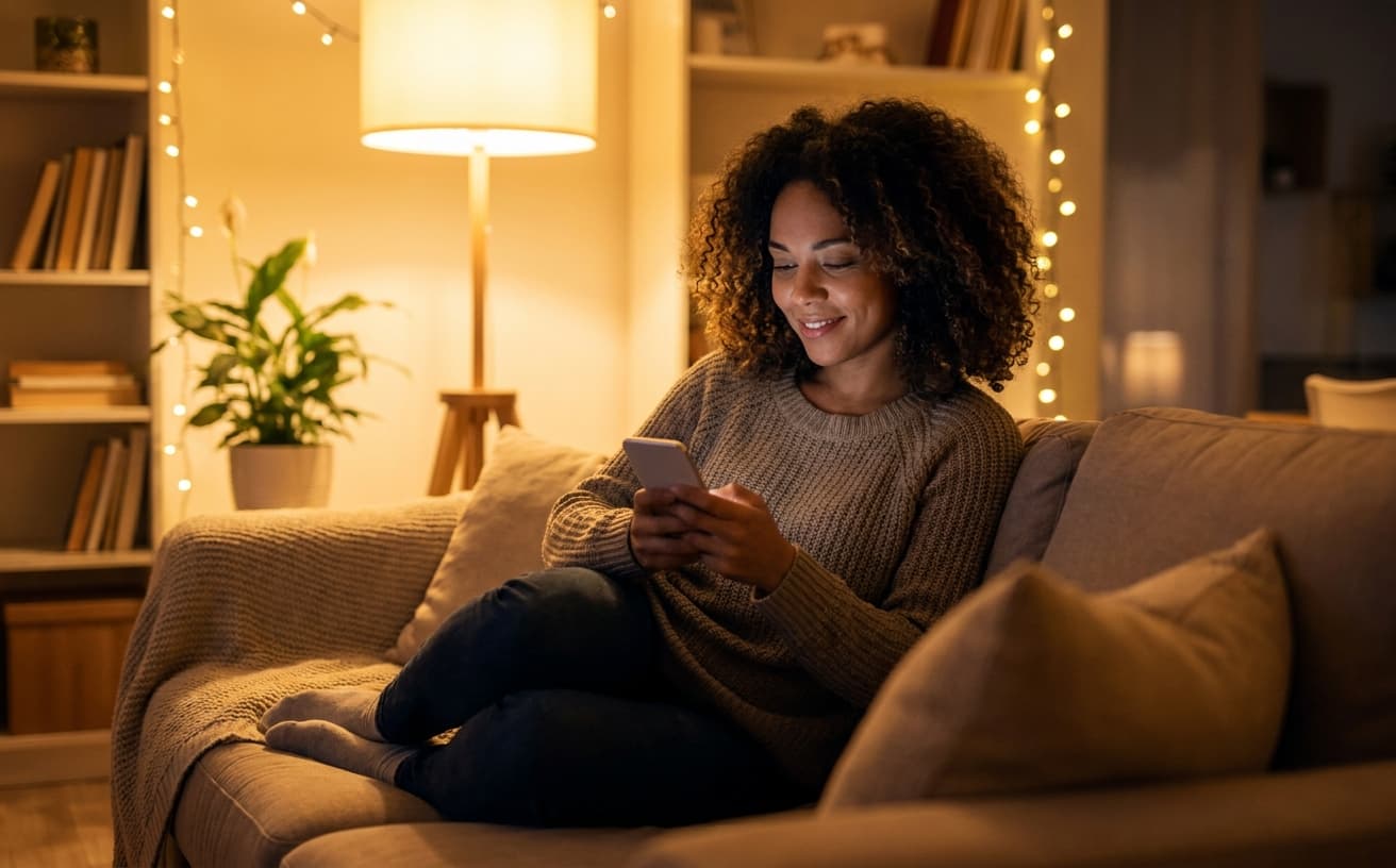 A solo agent at home in the evening, reassured by a lead handled for them.